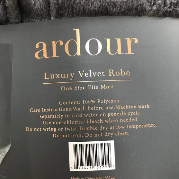 Ardour Luxury Velvet Robe in Gray (Brand new & never open/used) - Picture 4 of 4